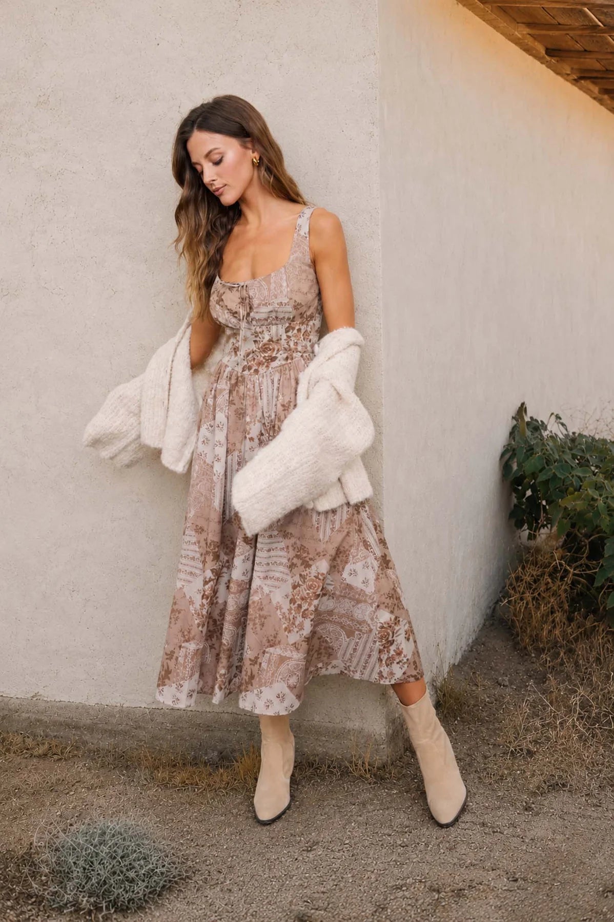 Dusty Blush Floral Corset Dress