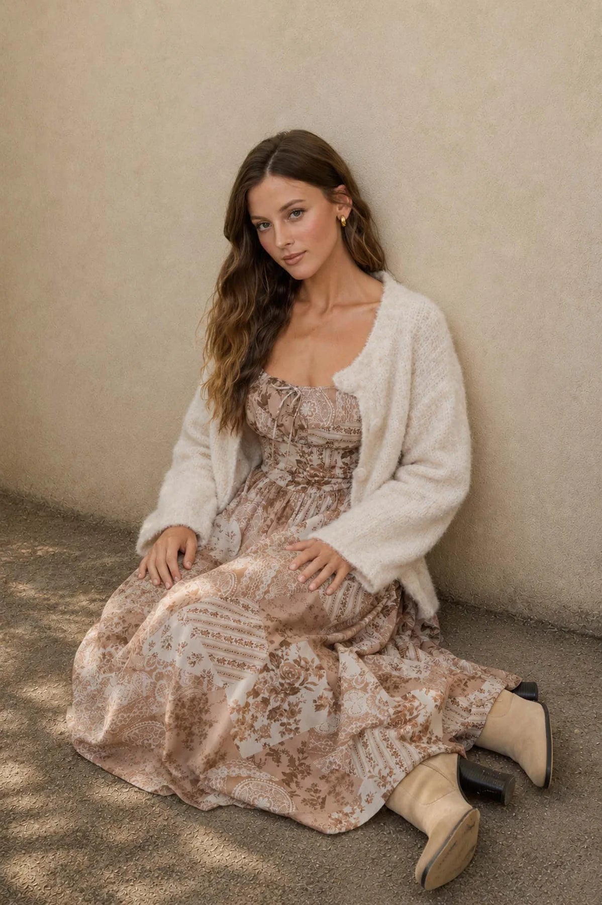 Dusty Blush Floral Corset Dress