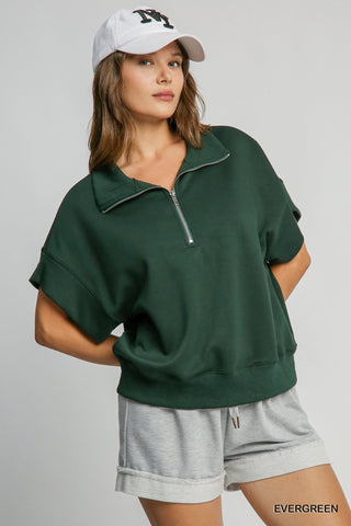 Kelly Green Ribbed Flutter Top