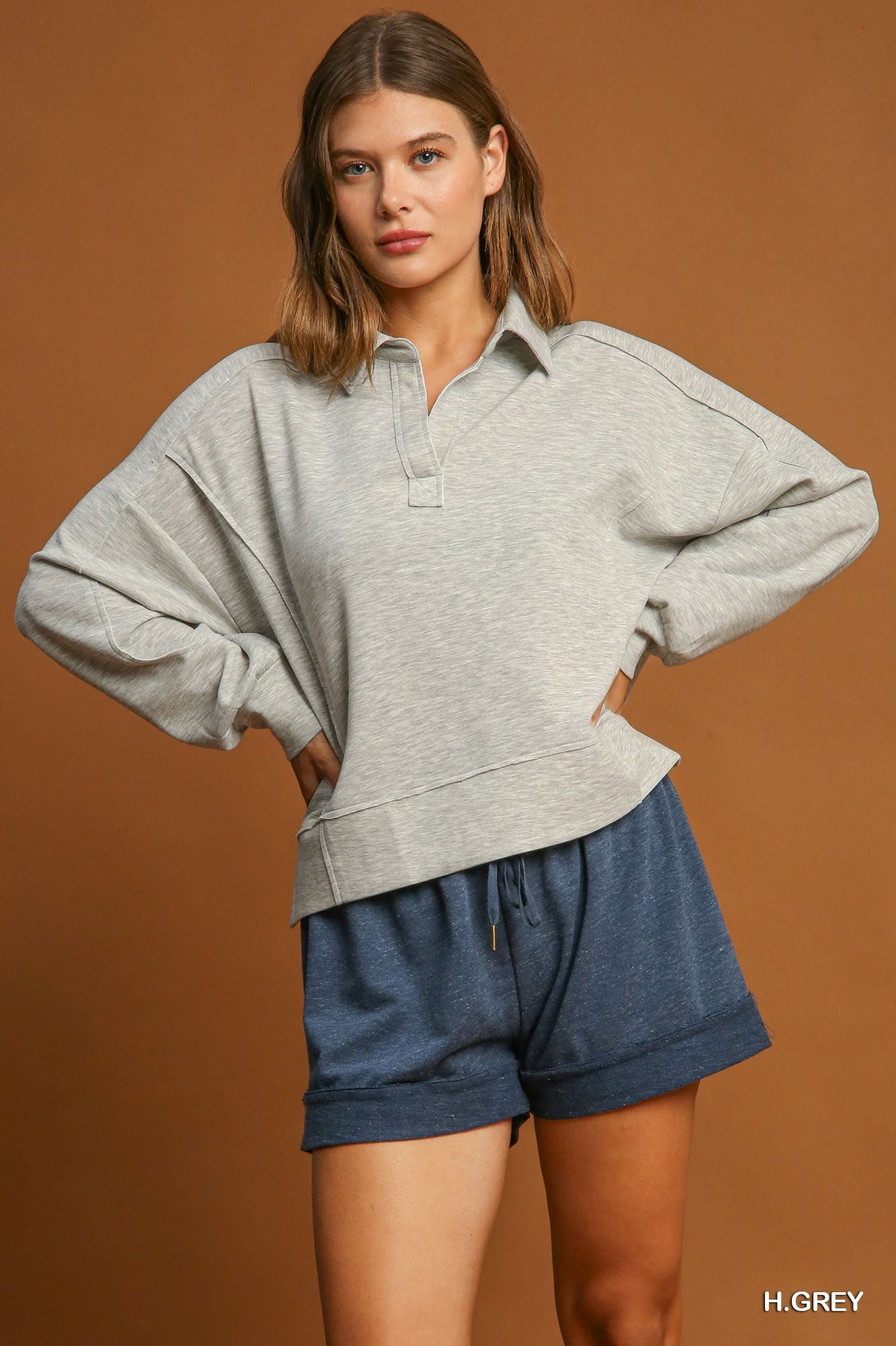 Heather Gray Rugby Pullover