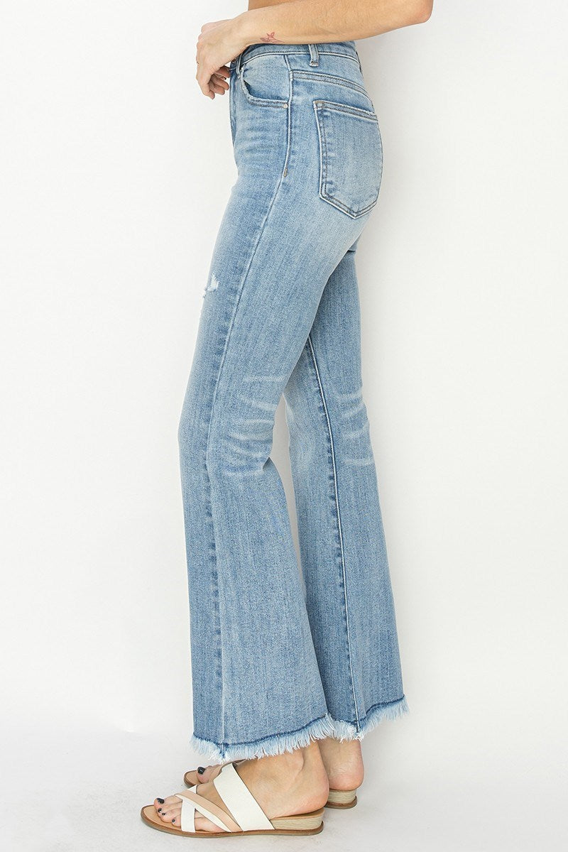 Light High Rise Raw Edge Jeans