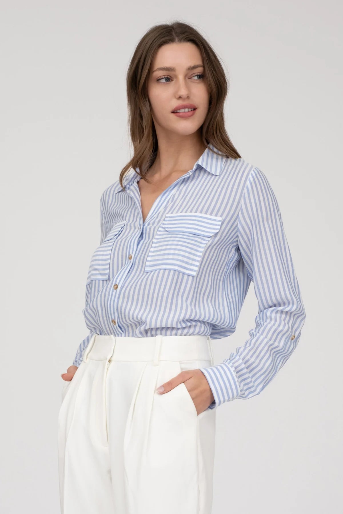 Seersucker Stripe Button Up