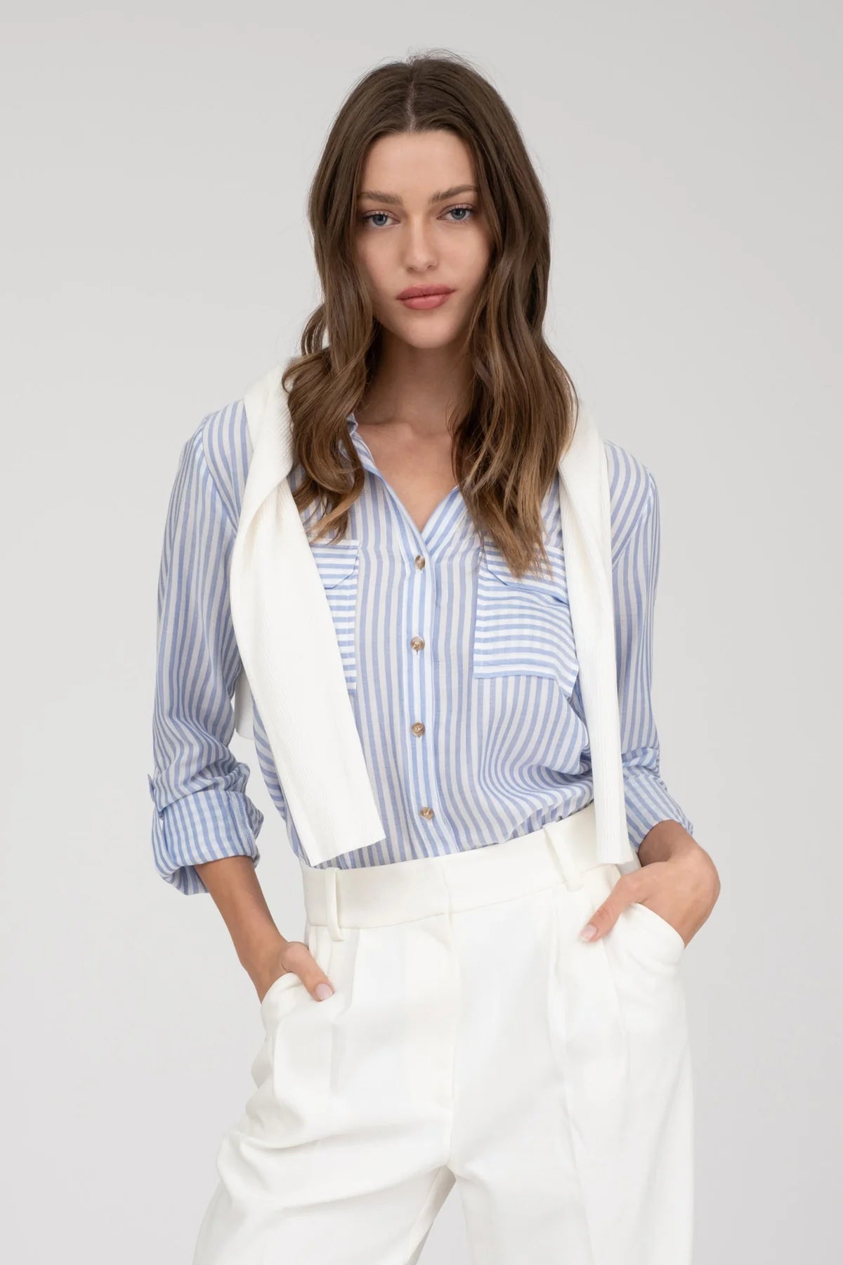 Seersucker Stripe Button Up