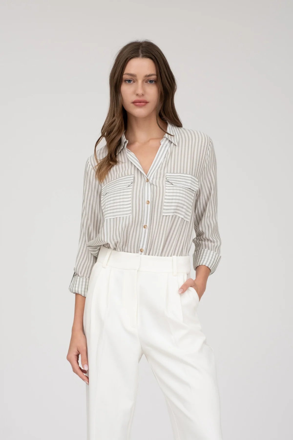 Seersucker Stripe Button Up