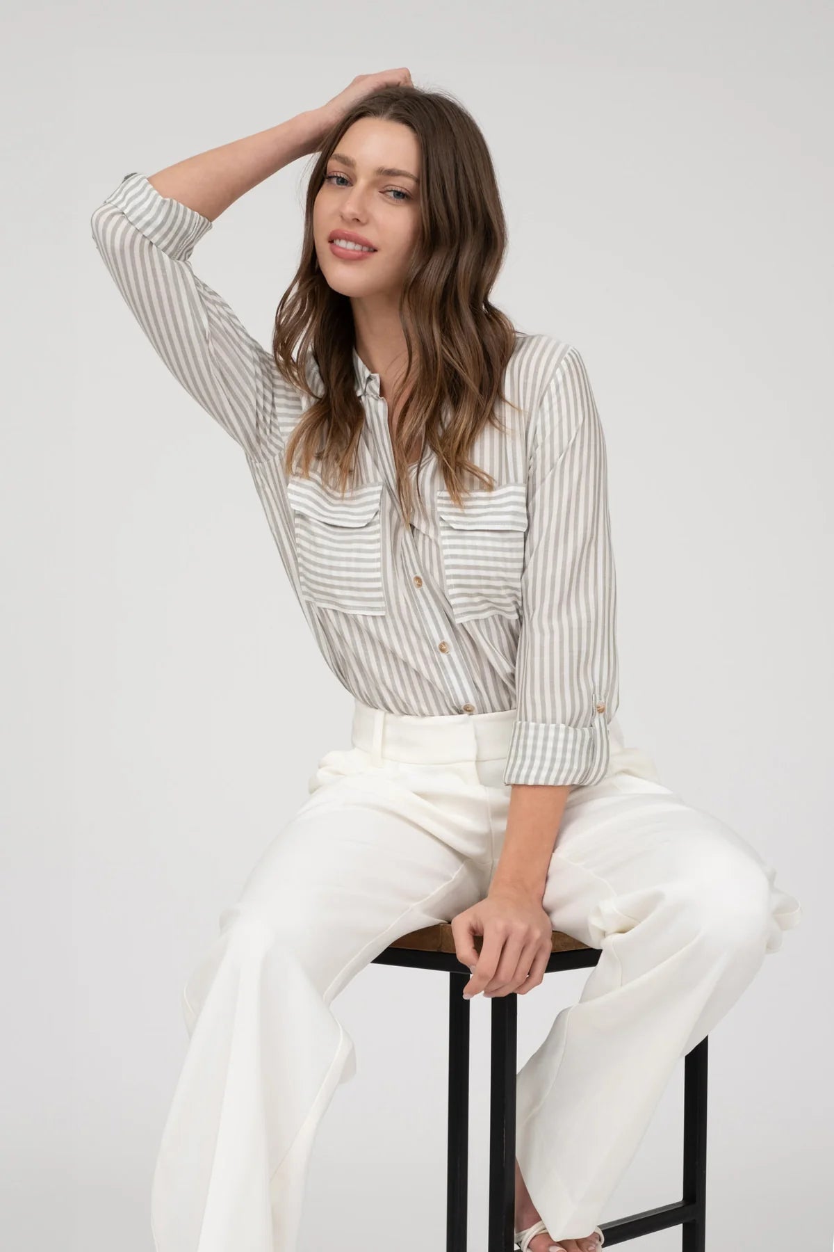 Seersucker Stripe Button Up