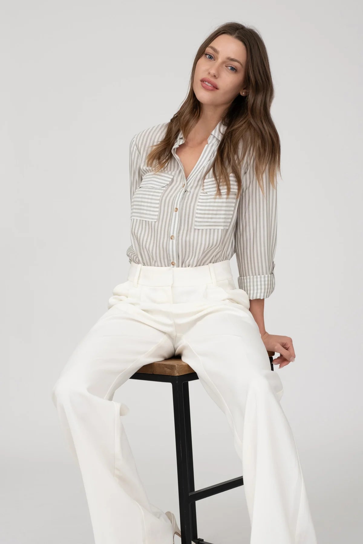 Seersucker Stripe Button Up