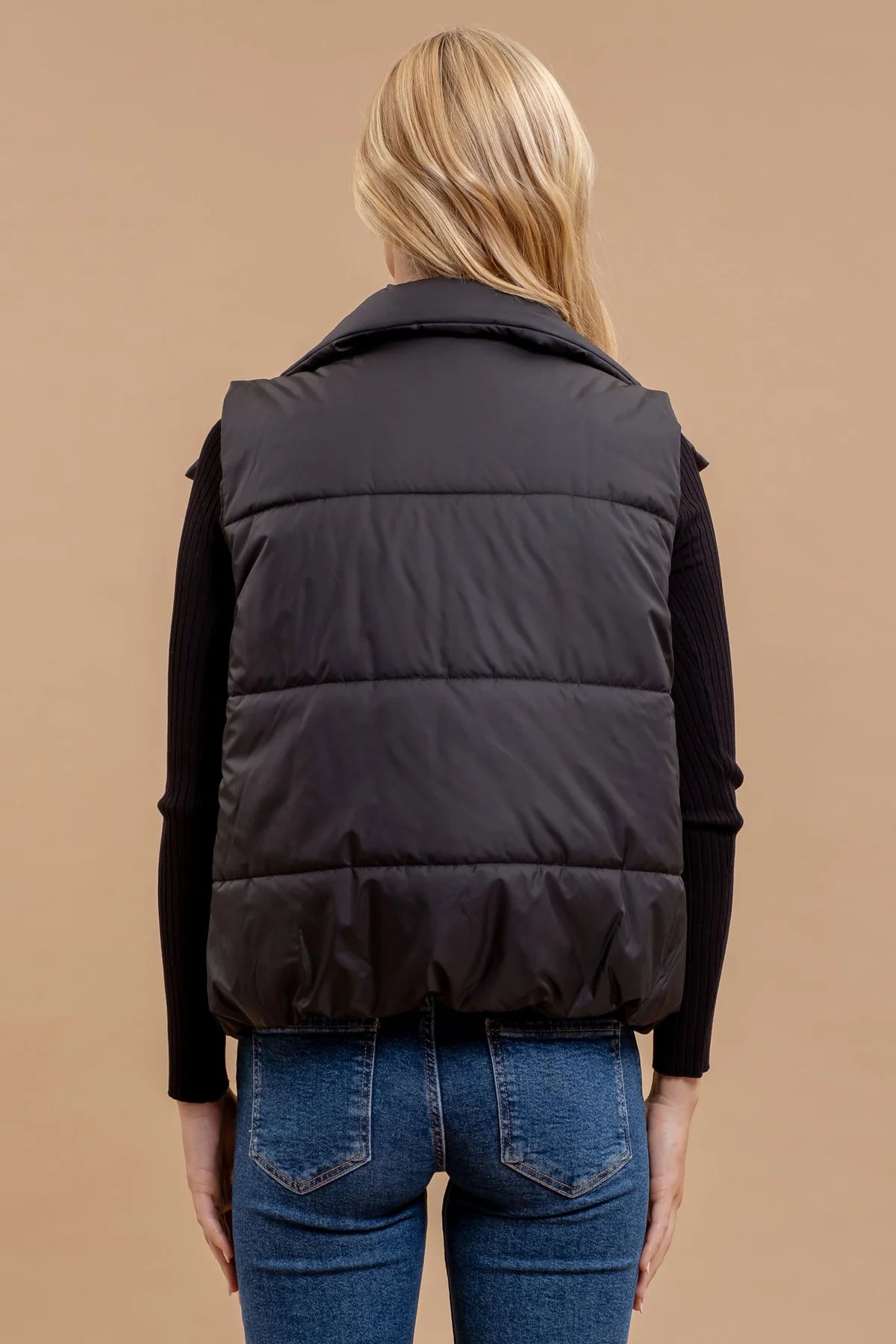 Asymmetric Zip Puffer Vest