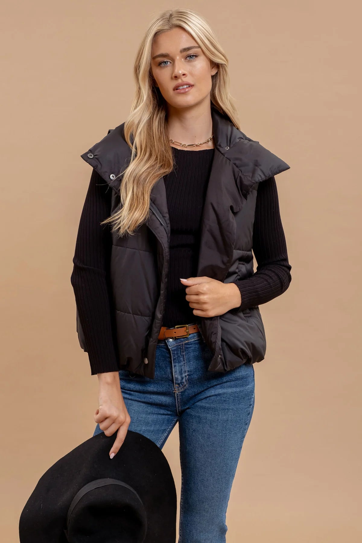 Asymmetric Zip Puffer Vest