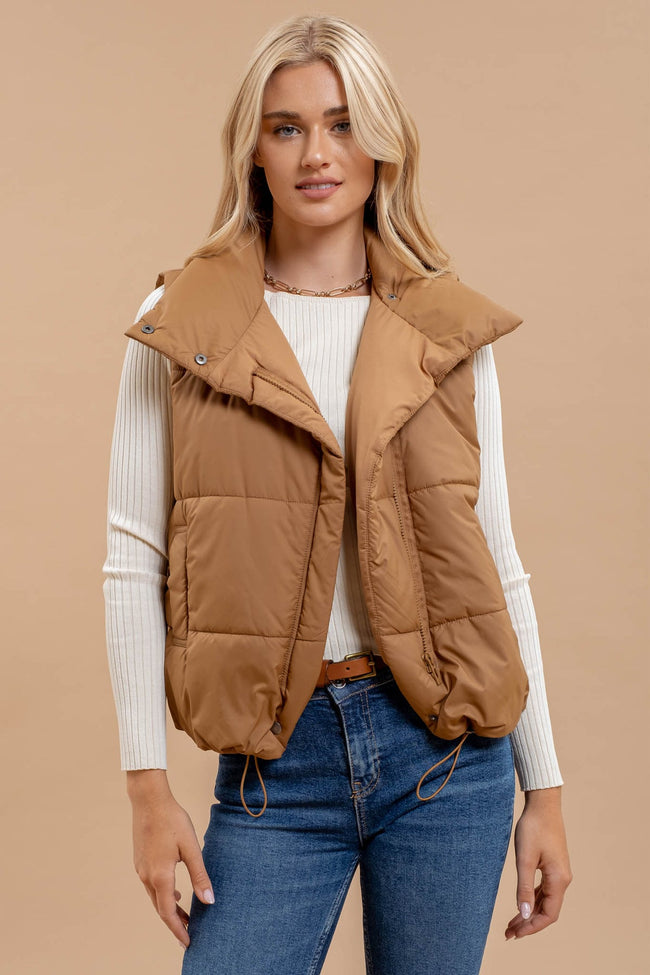 Asymmetric Zip Puffer Vest