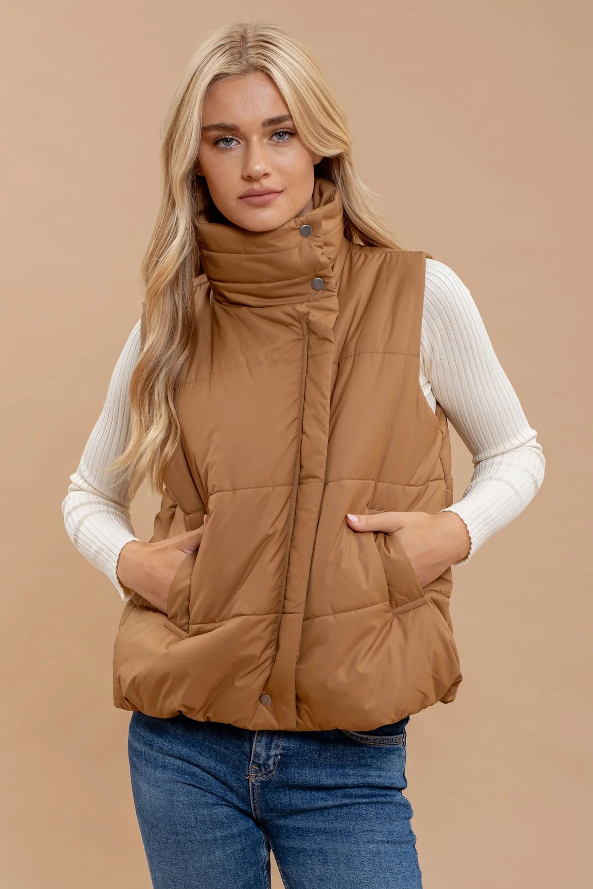 Asymmetric Zip Puffer Vest