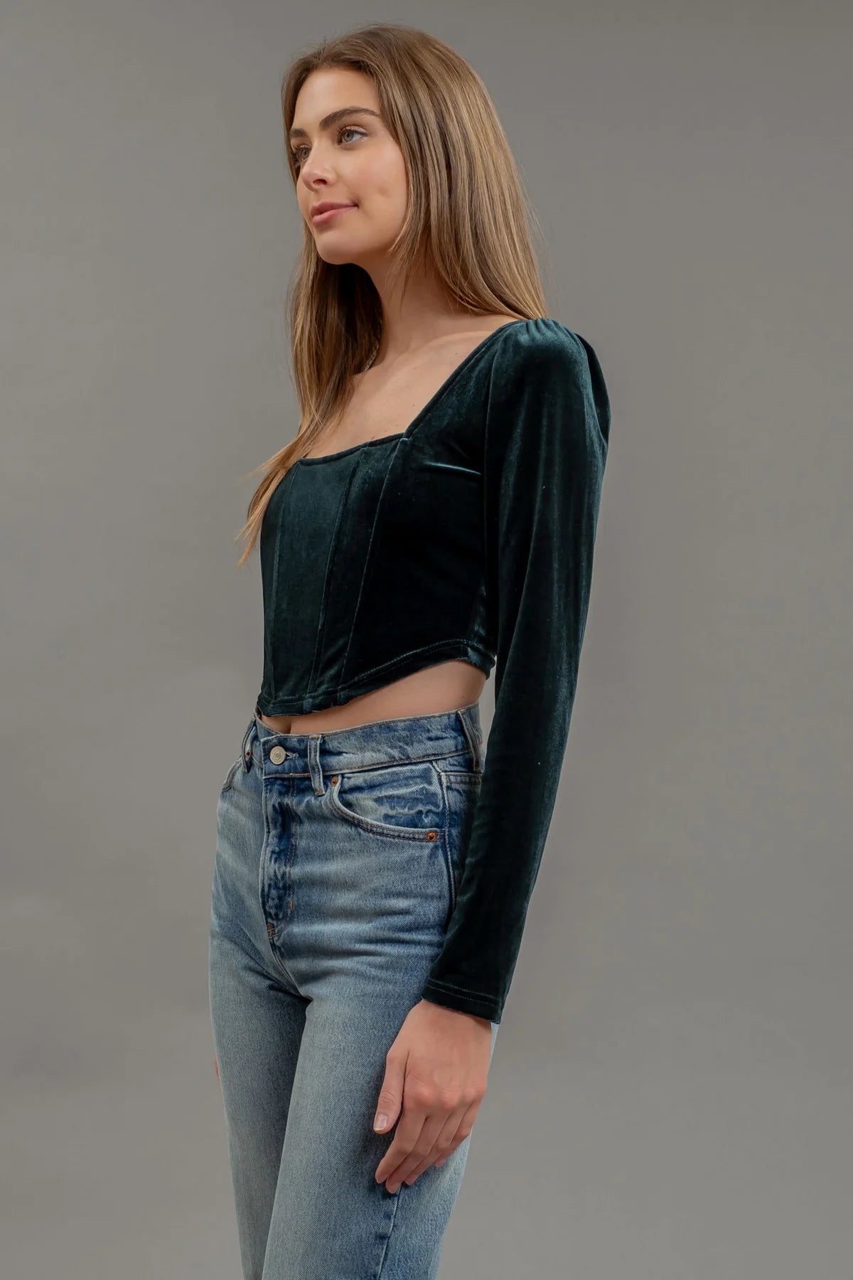 Hunter Green Velvet Corset Top