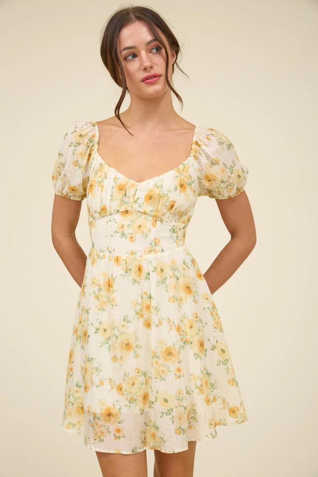 Yellow Floral Corset Dress