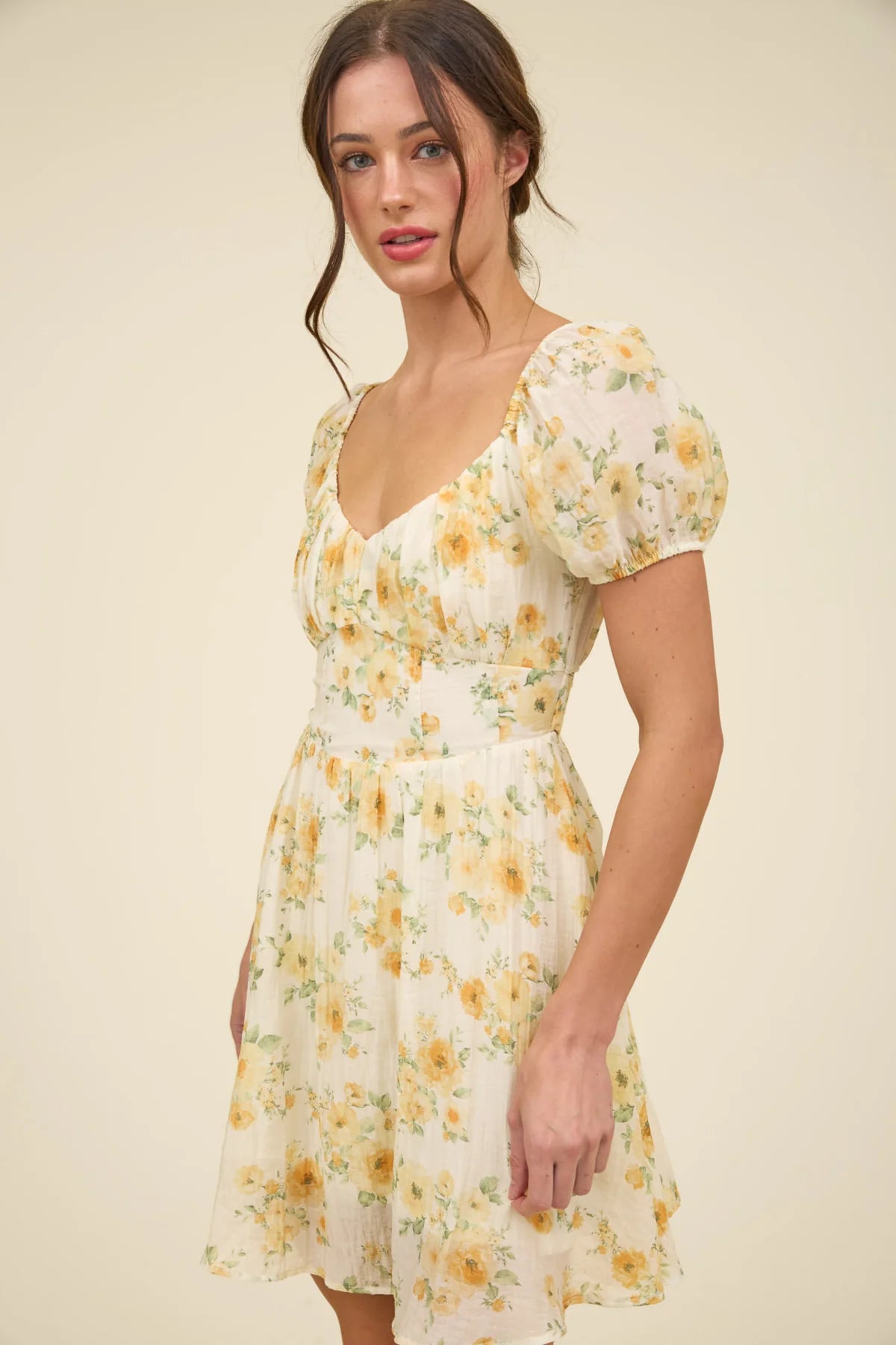 Yellow Floral Corset Dress