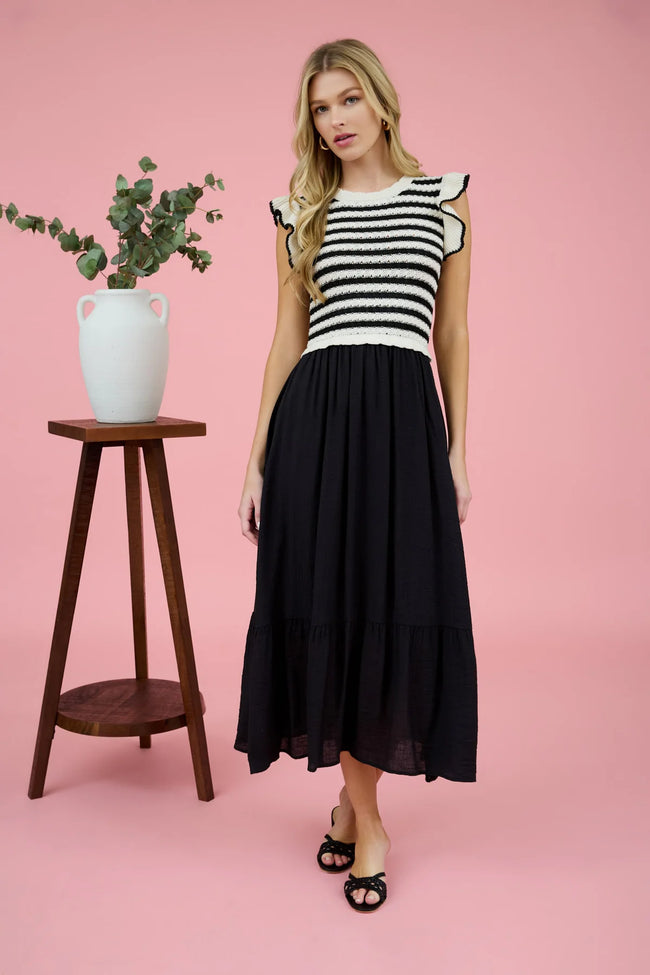 Stripe Sweater Top Twofer Dress