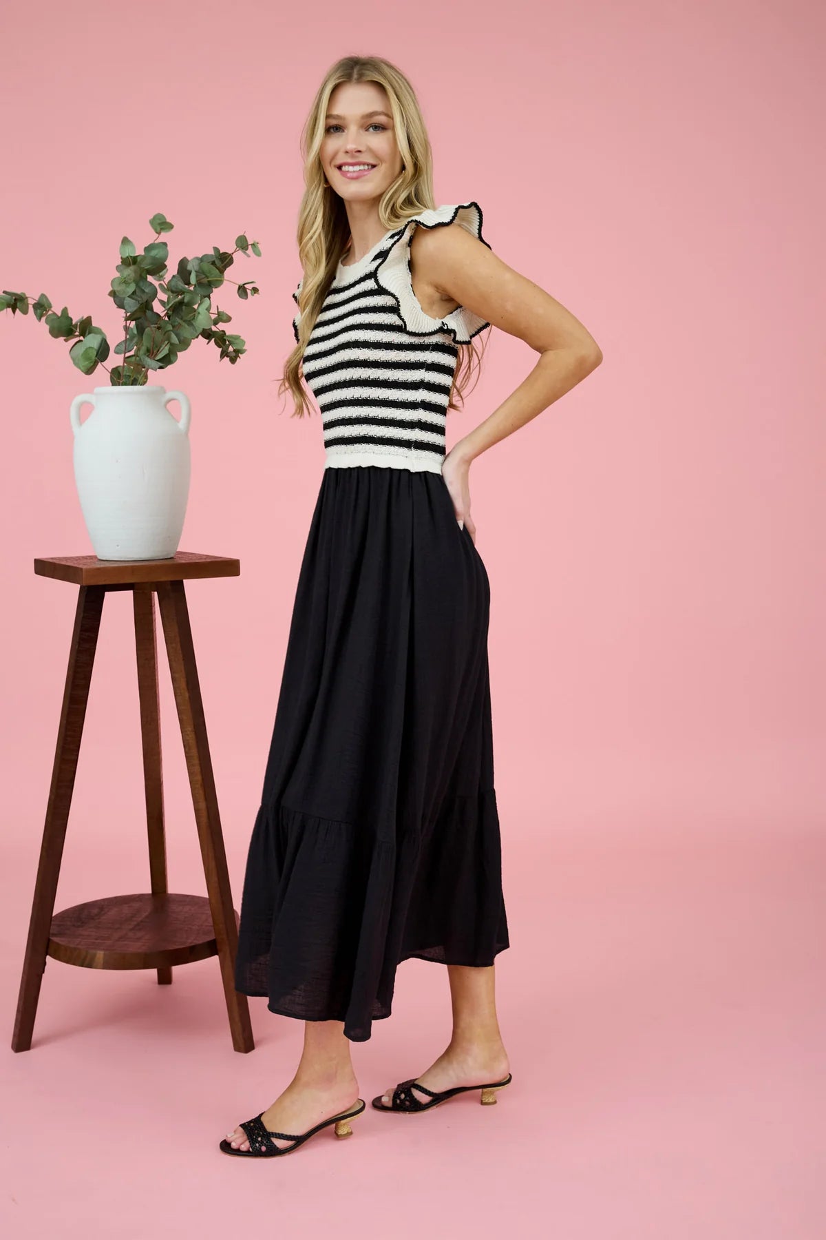 Stripe Sweater Top Twofer Dress