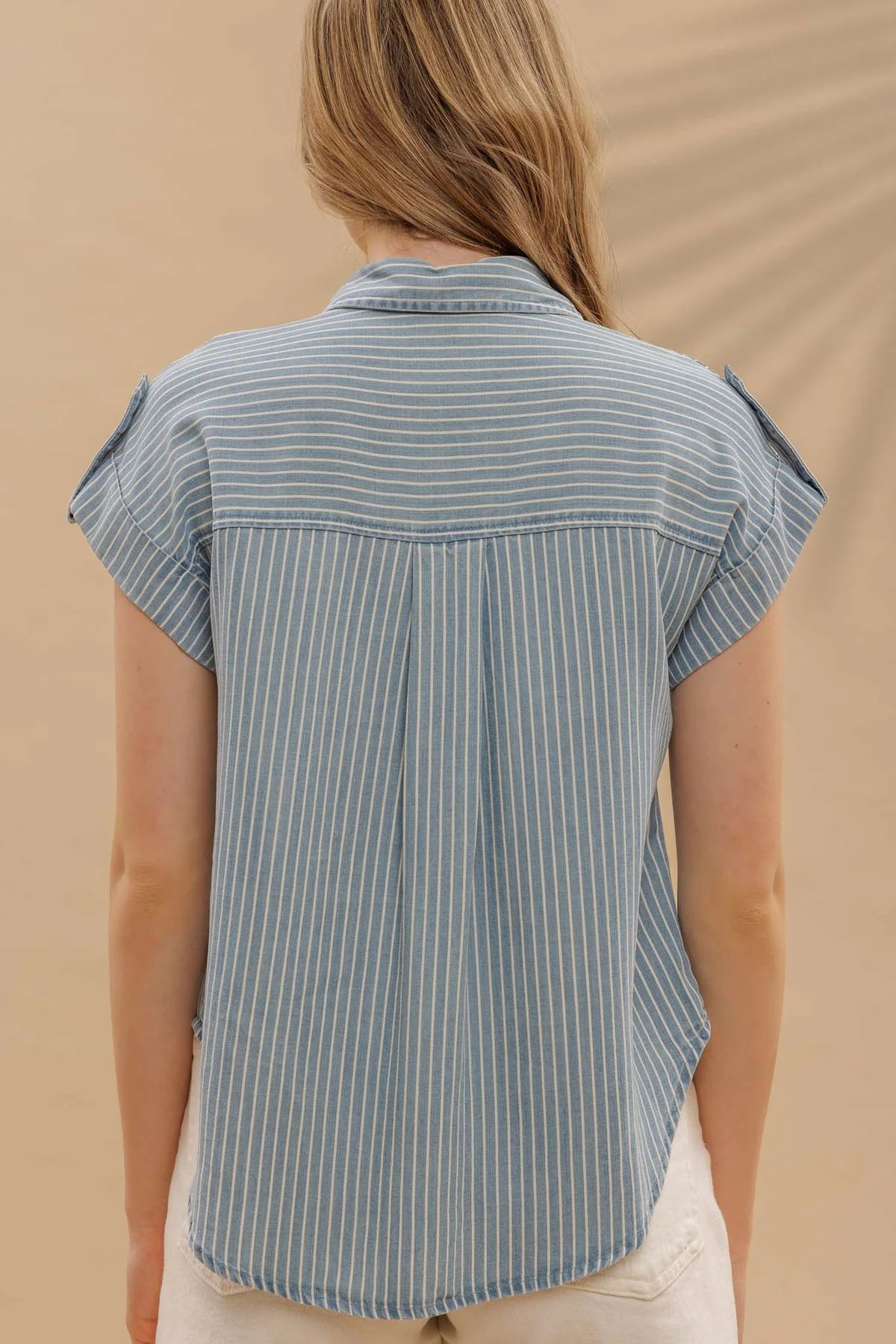Tencel Chambray Stripe Button Up