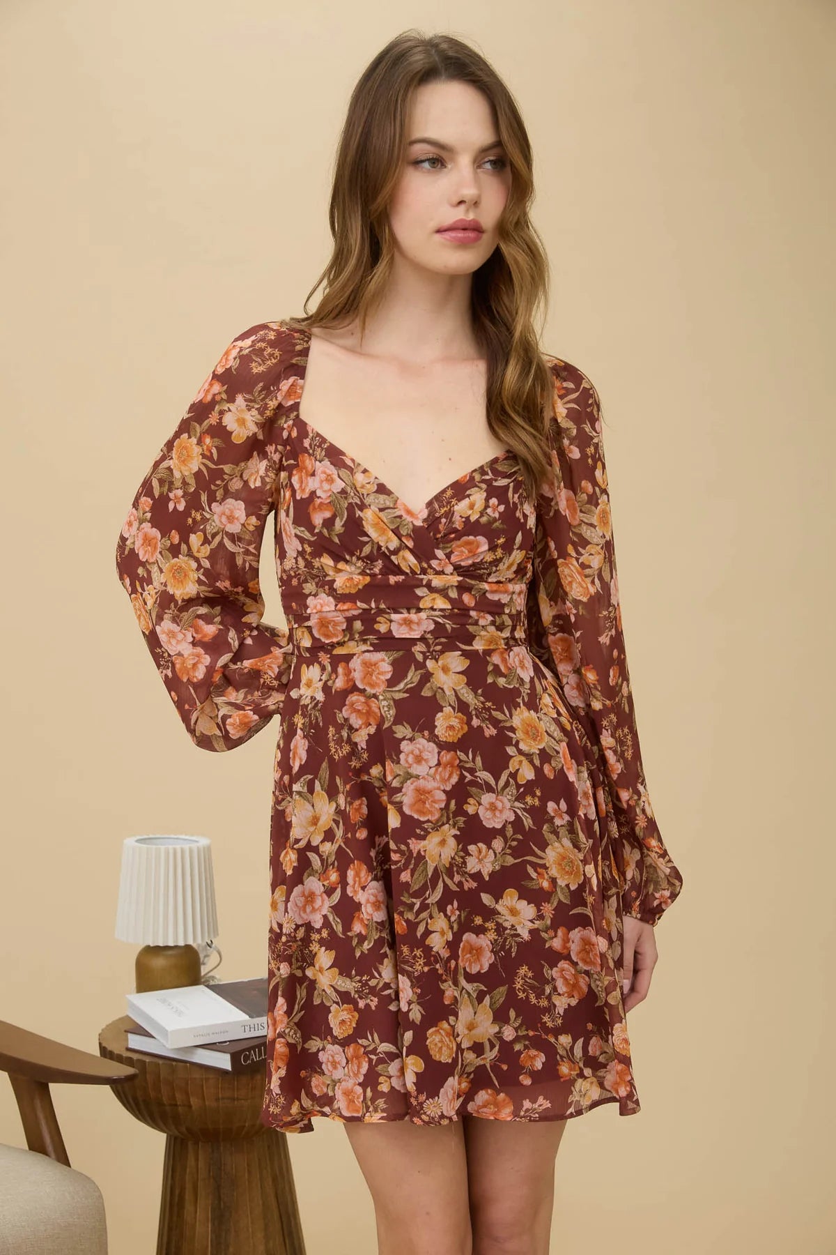Floral Sweetheart Long Sleeve Dress