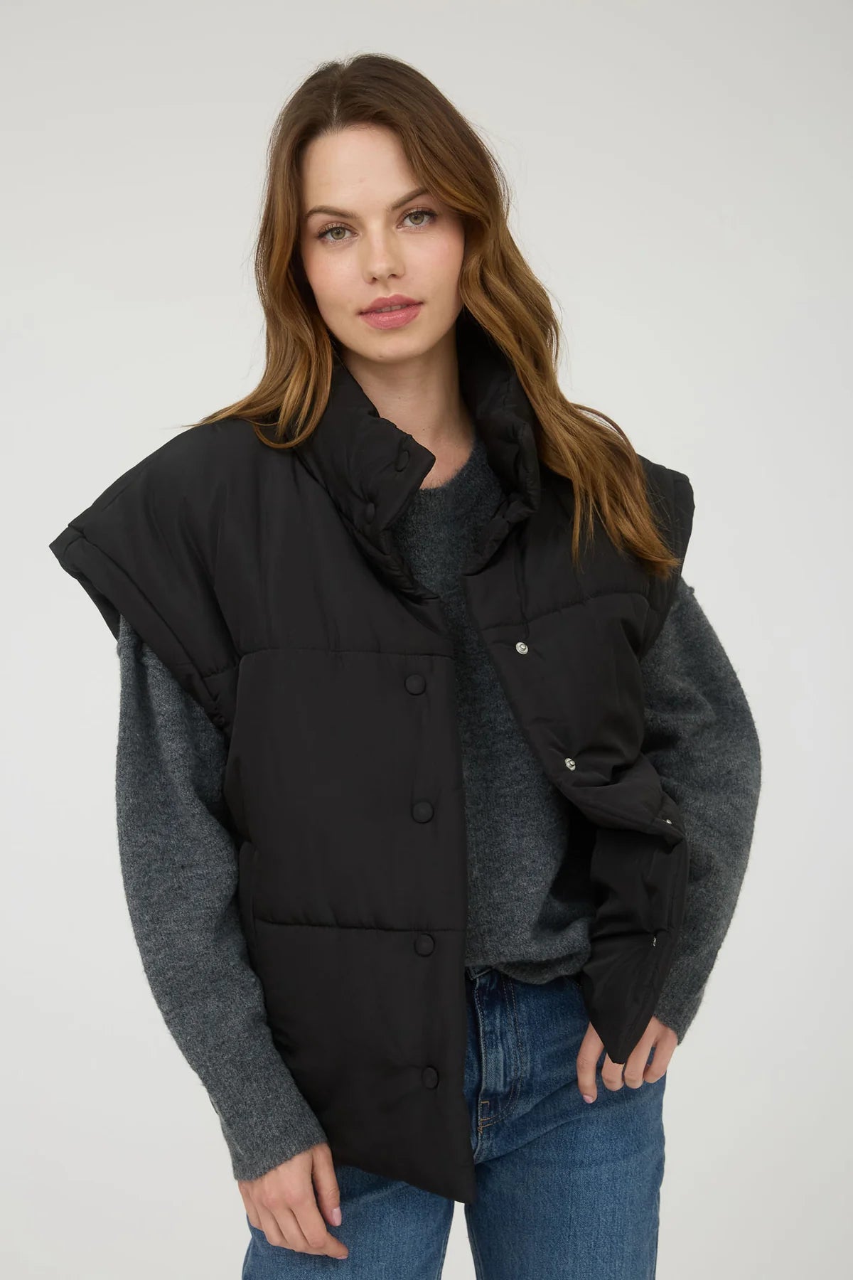 Oversized Snap Puffer Vest