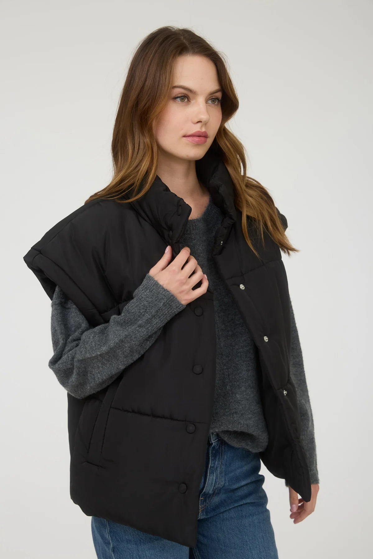 Oversized Snap Puffer Vest