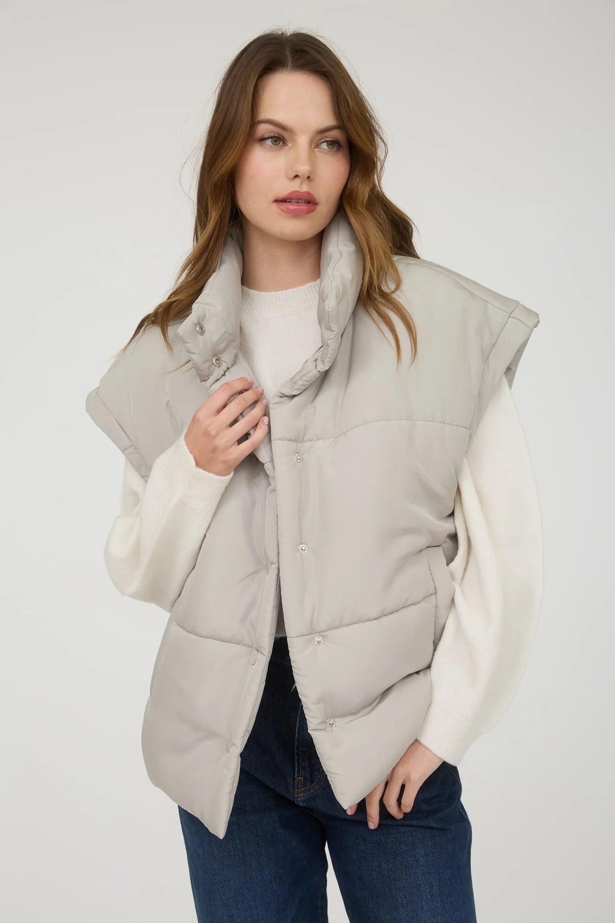 Oversized Snap Puffer Vest