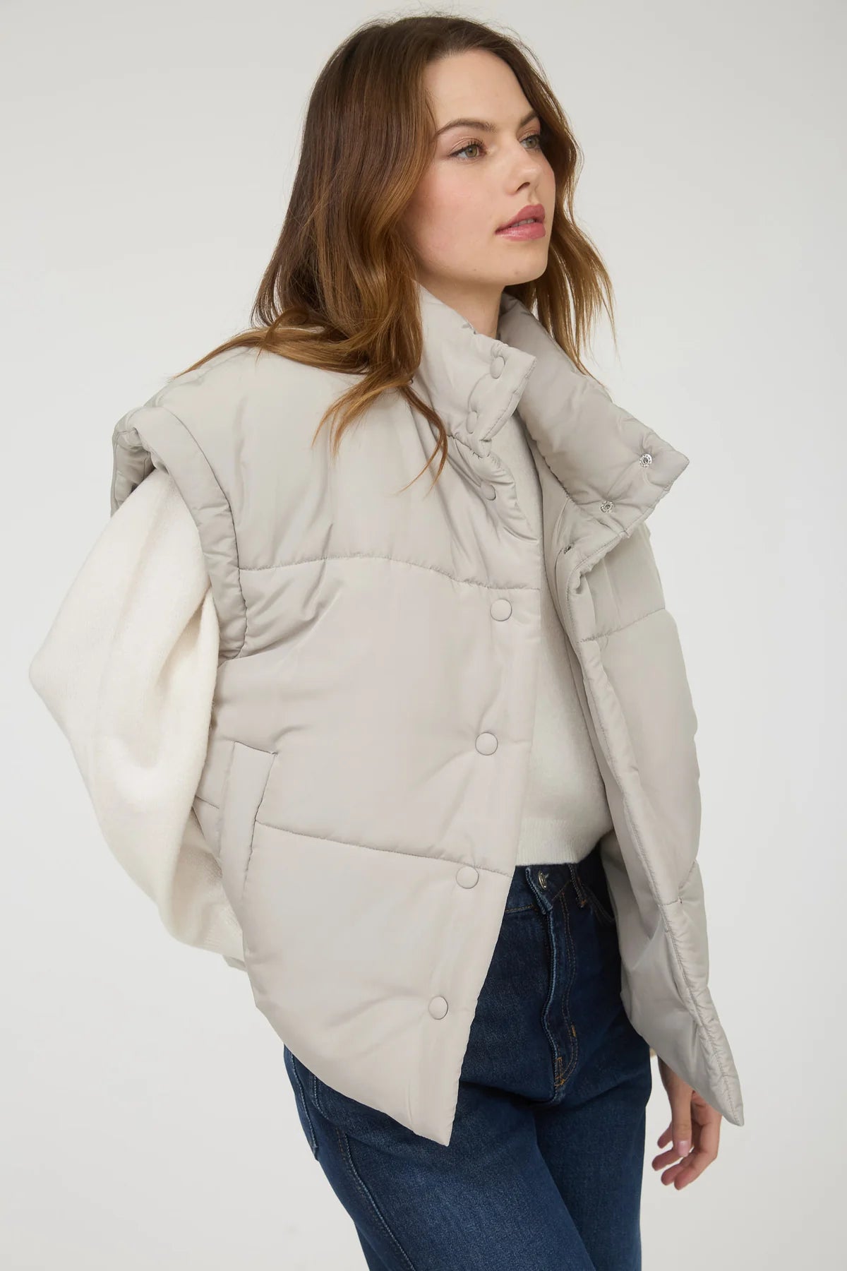Oversized Snap Puffer Vest