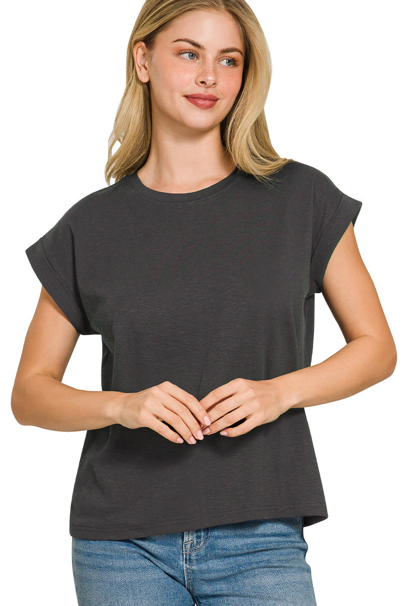 Roll Sleeve Knit Tee