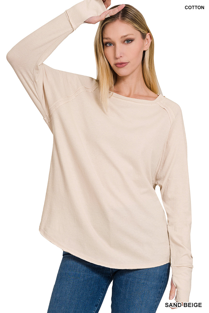 Raw Seam Long Sleeve Layering Tee