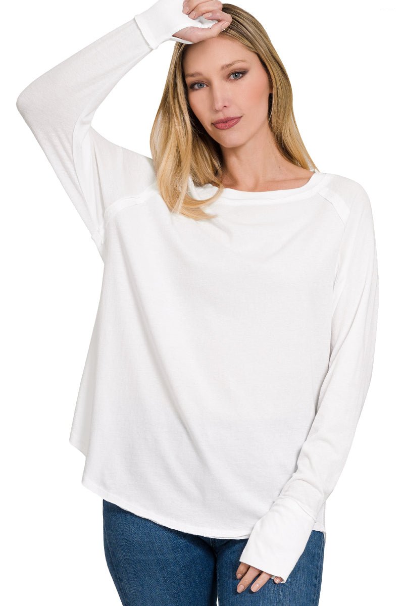 Raw Seam Long Sleeve Layering Tee