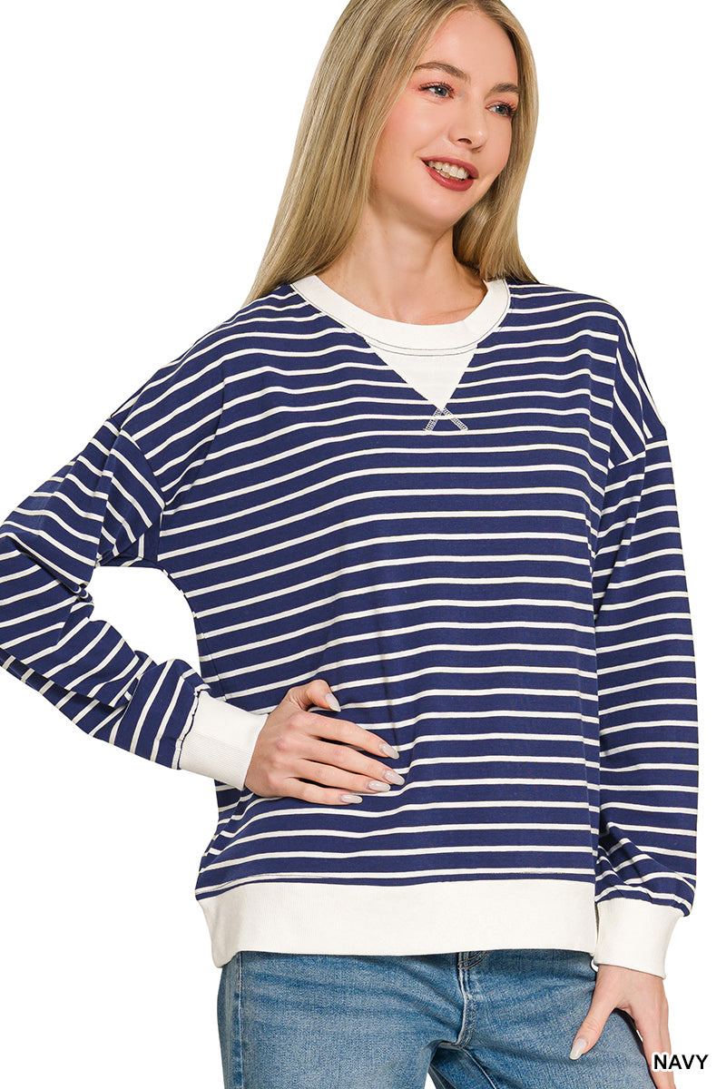 Stripe Neck Detail Sweatshirt