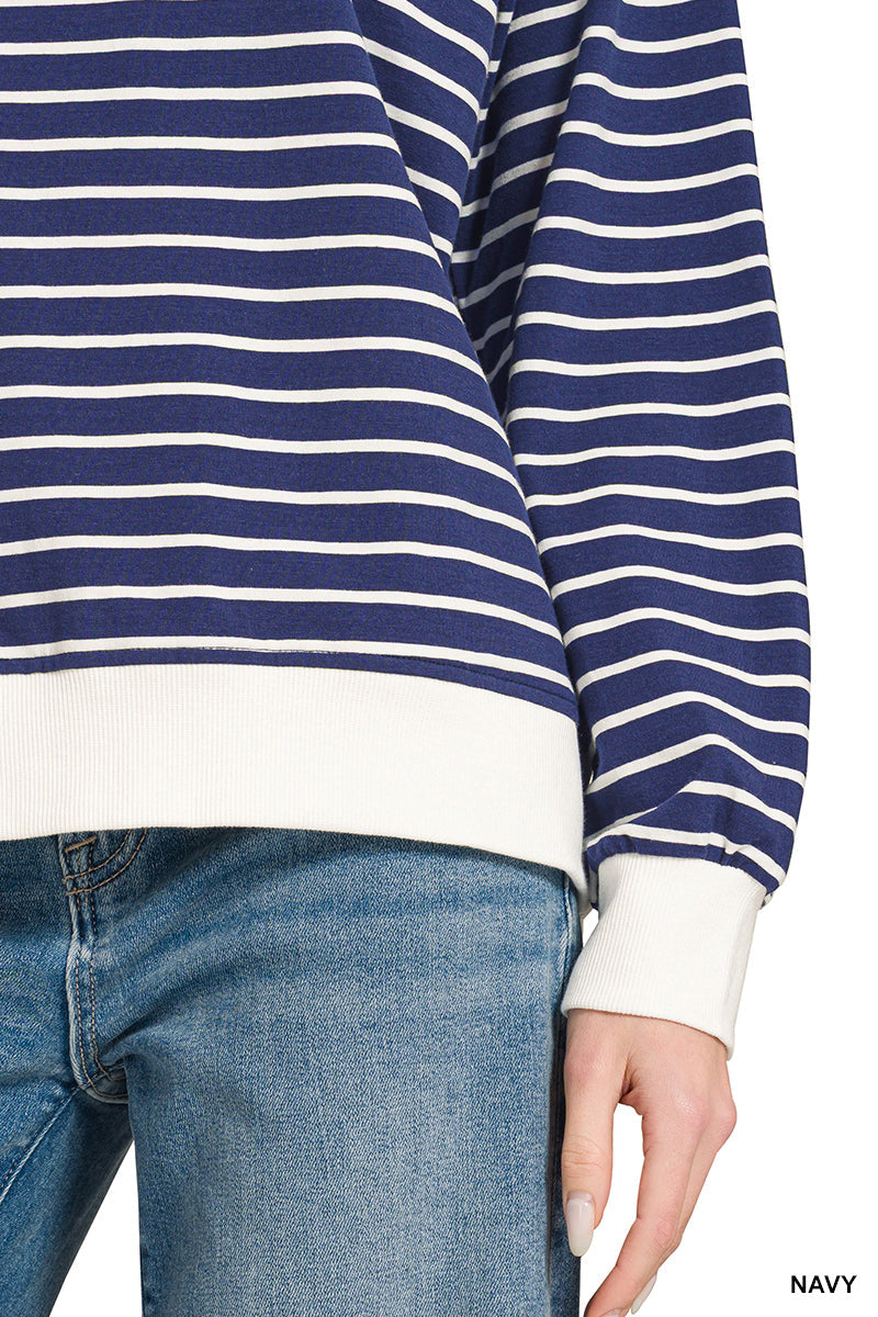 Stripe Neck Detail Sweatshirt