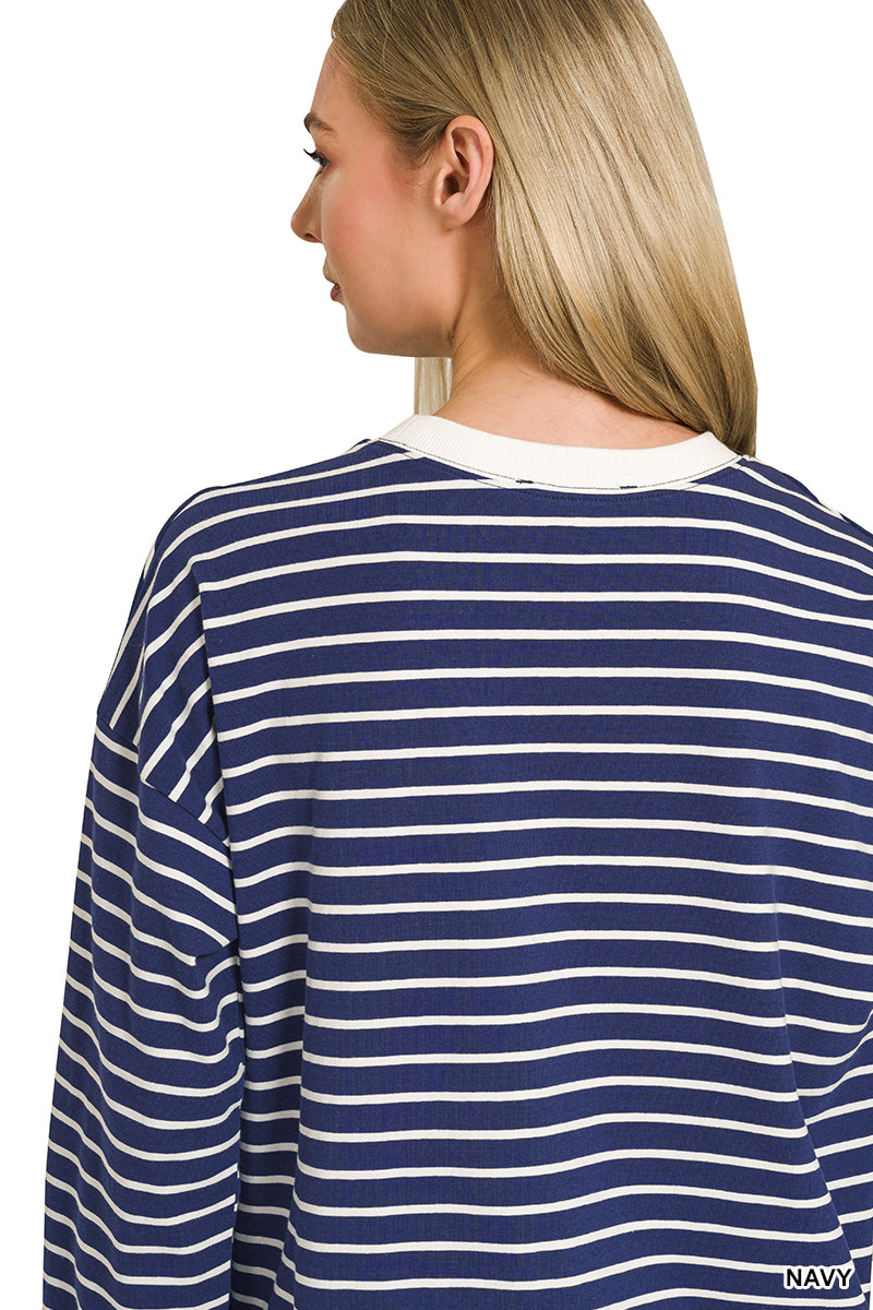 Stripe Neck Detail Sweatshirt