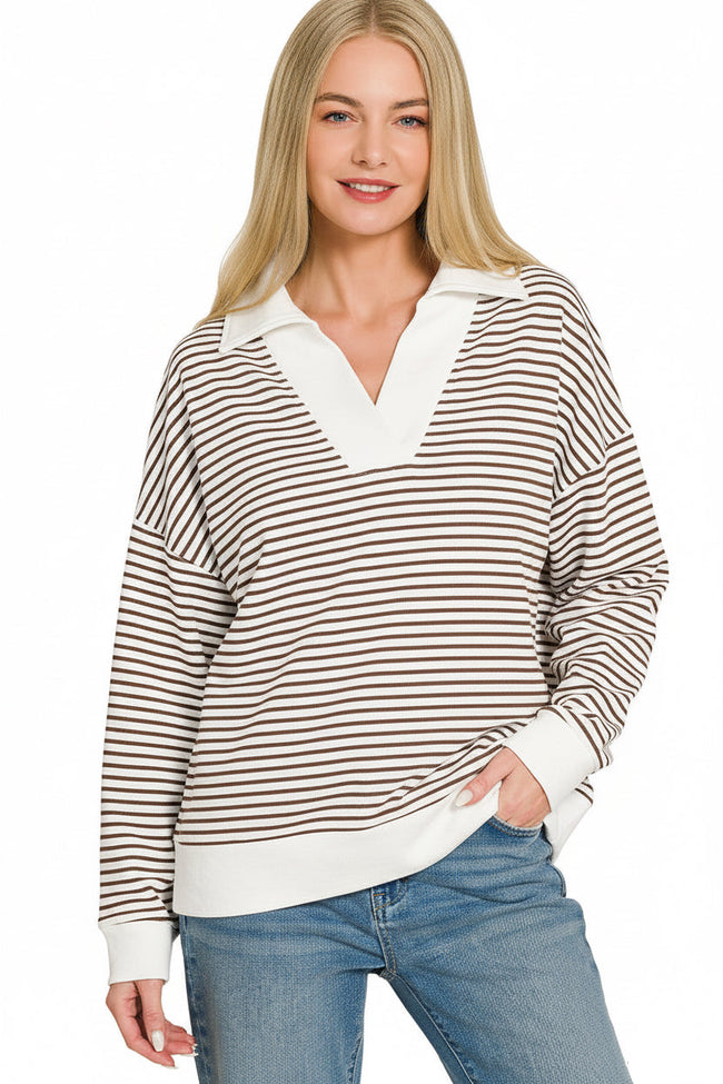 Collared Stripe Pullover Top