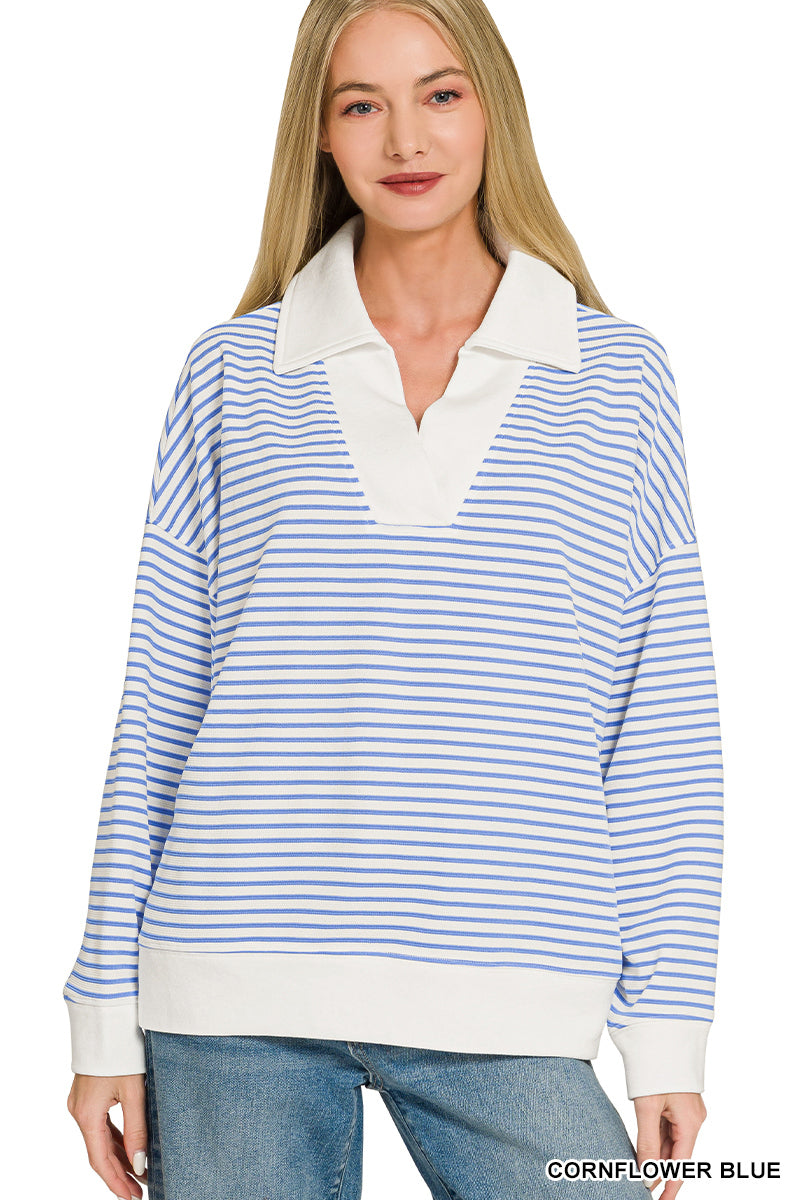 Collared Stripe Pullover Top