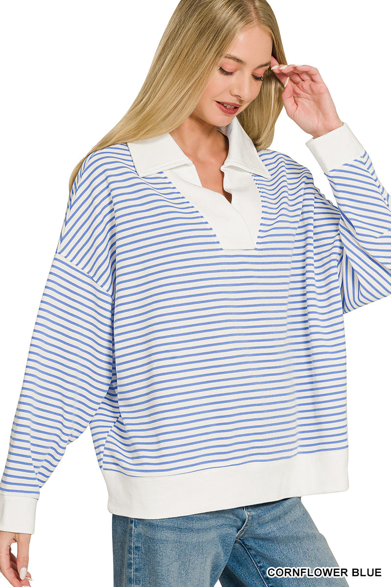 Collared Stripe Pullover Top