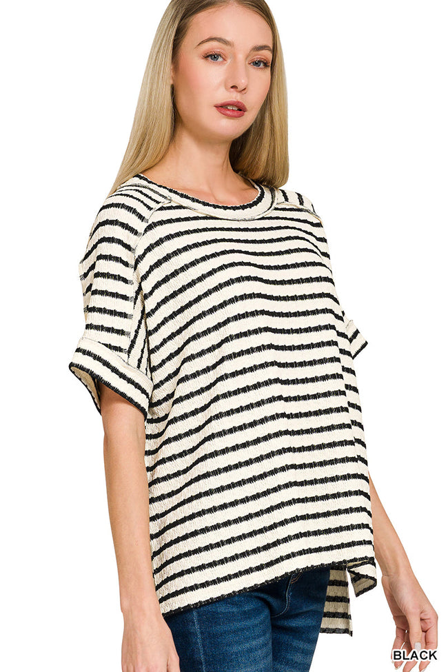 Stripe Knit Oversized Top