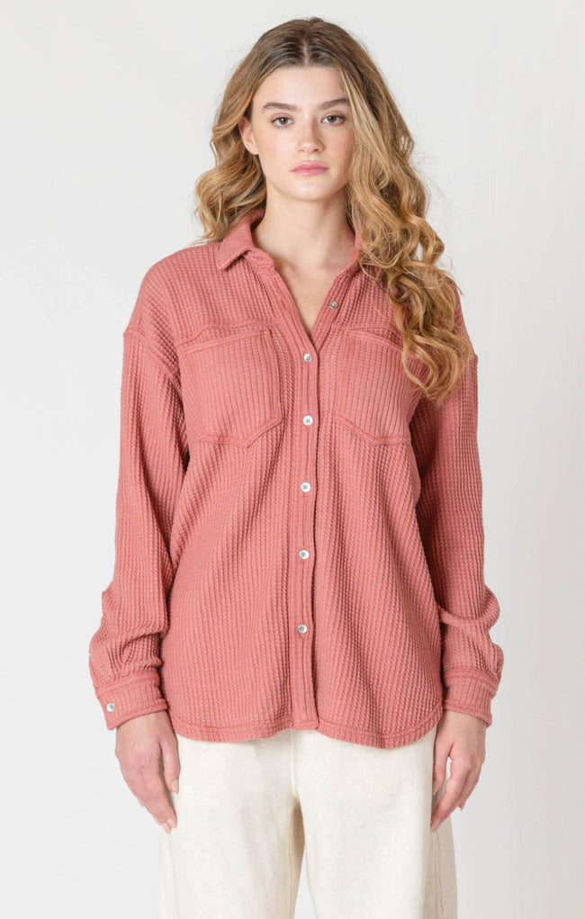 Waffle Weave Button Shacket