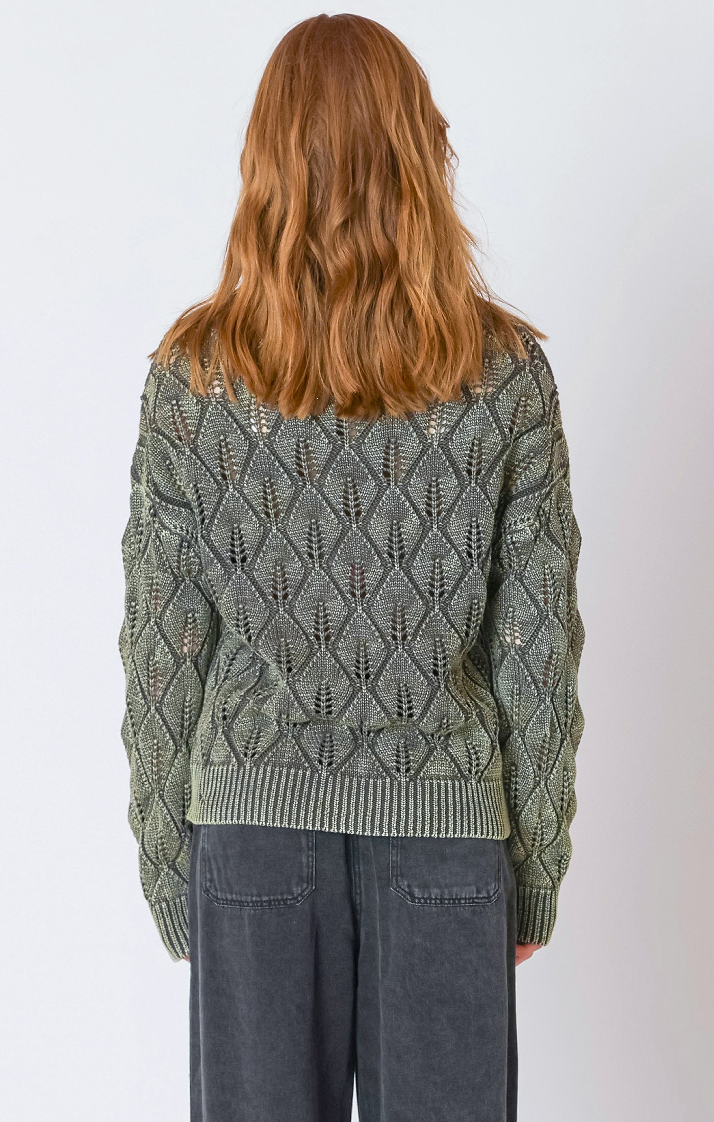 Washed Olive Leaf Knit Sweater