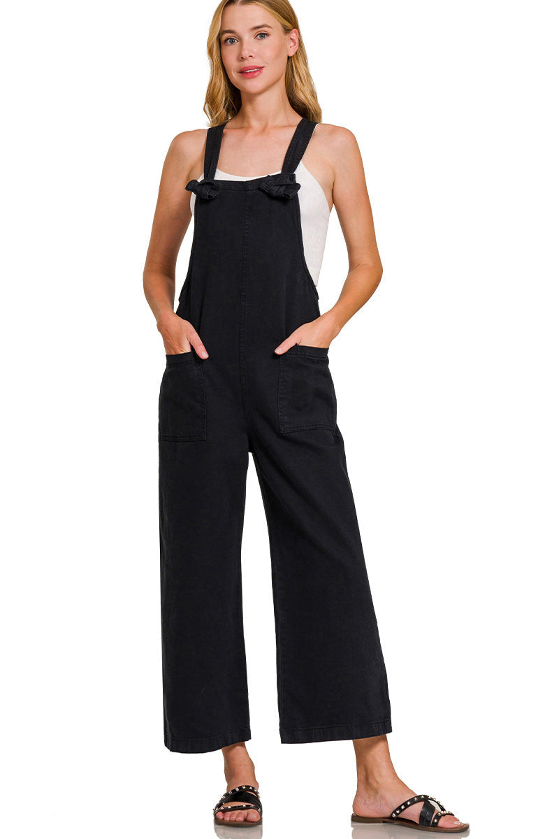 Black Wide Leg Overalls