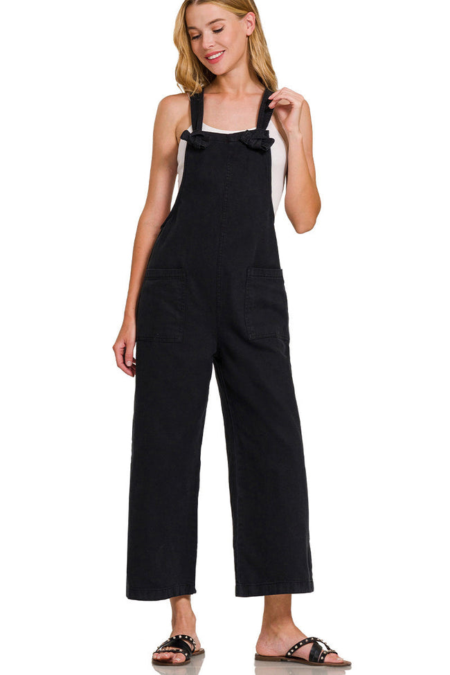 Black Wide Leg Overalls