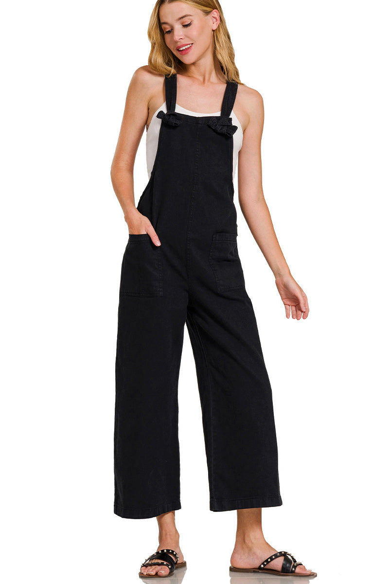 Black Wide Leg Overalls