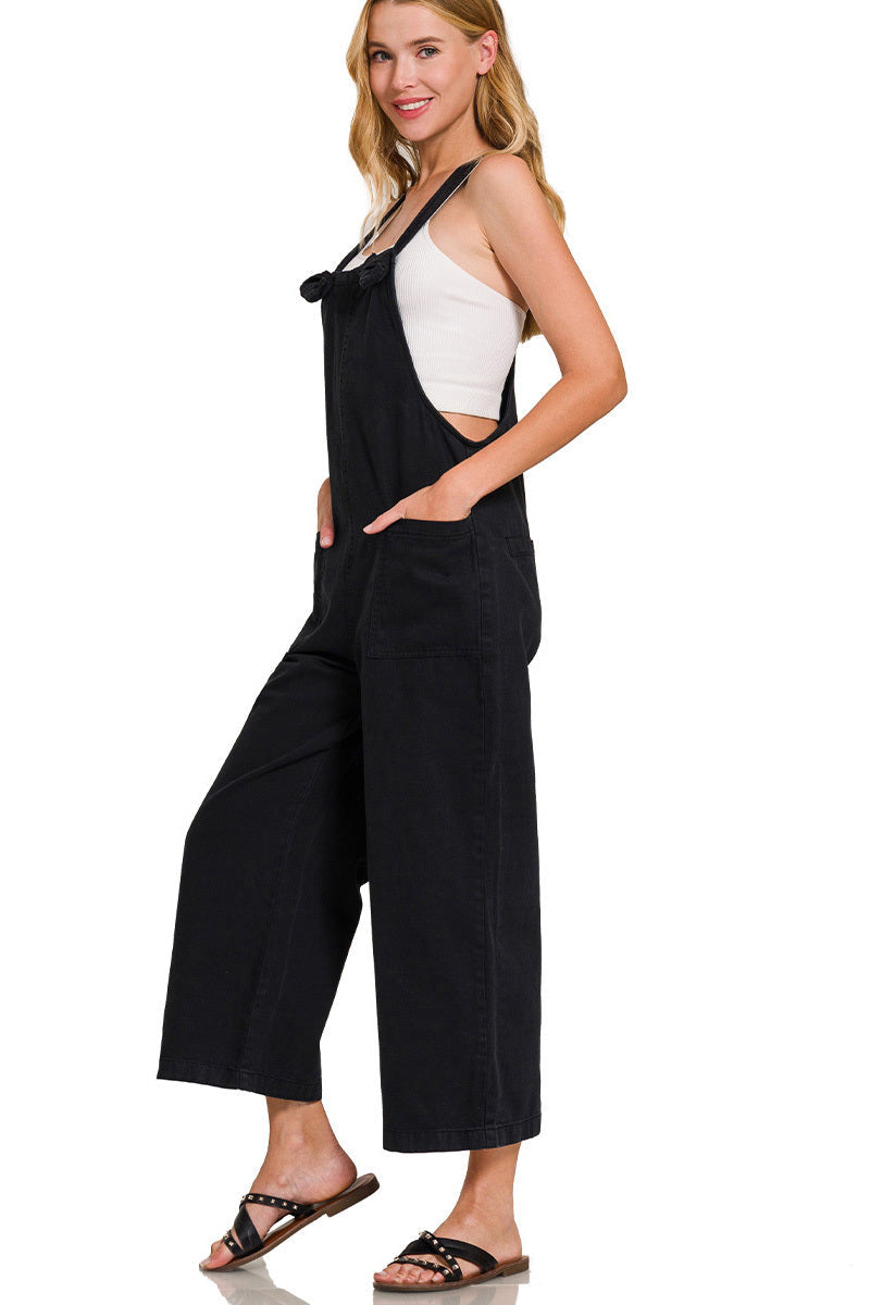 Black Wide Leg Overalls