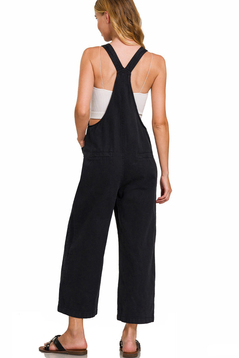 Black Wide Leg Overalls