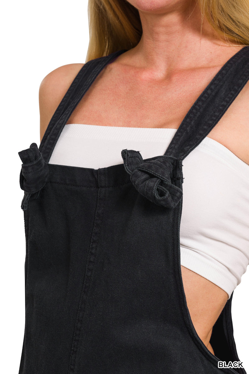 Black Wide Leg Overalls