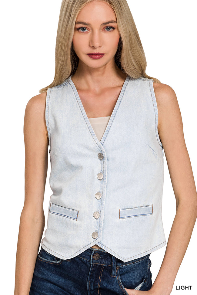 Light Wash Denim Vest