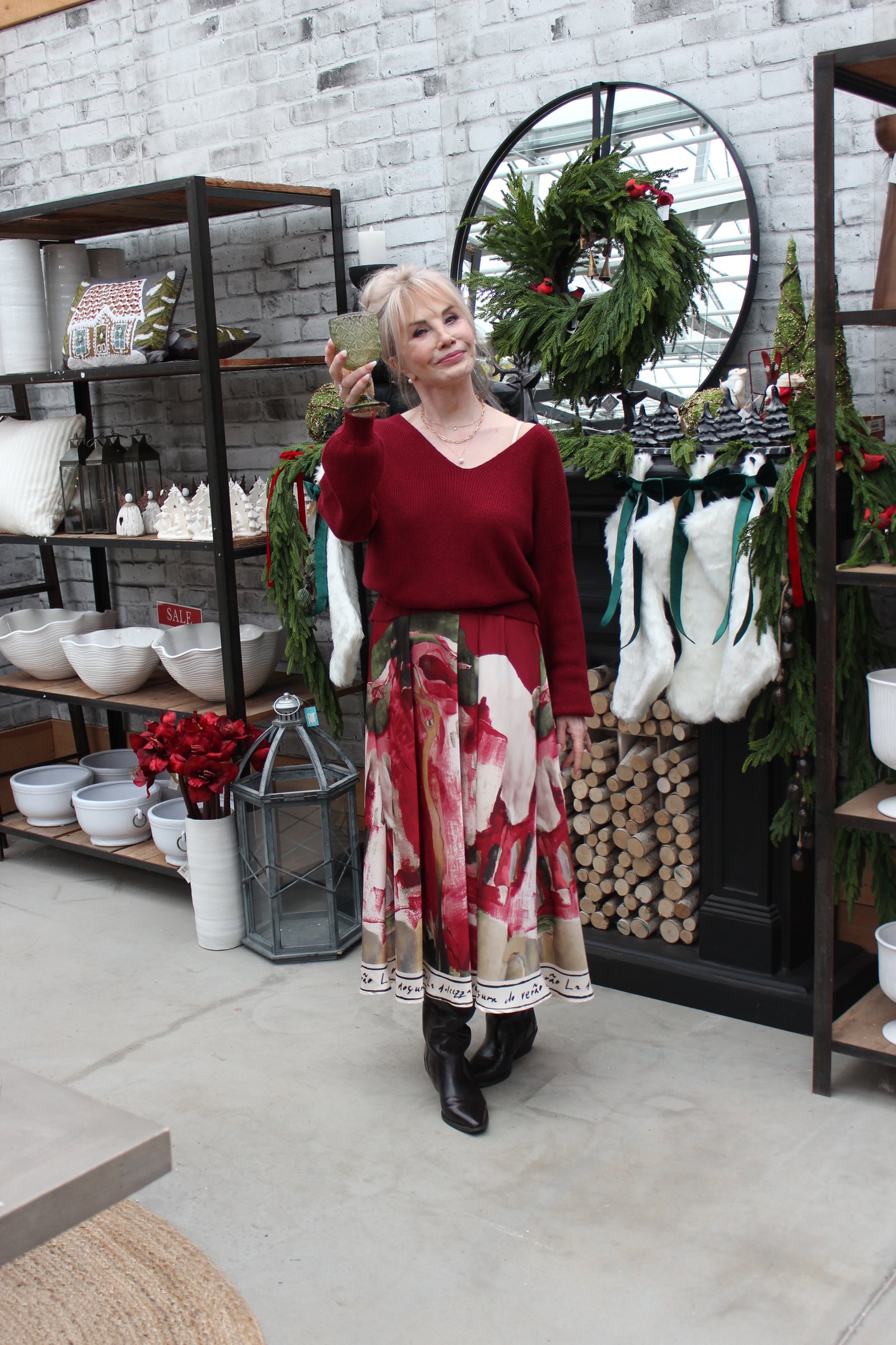 Wine Organza Bow Back Sweater