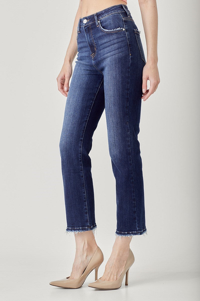 Dark Straight Kick Flare Jeans