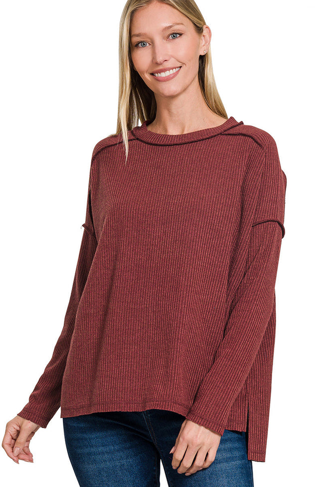 Ribbed Exposed Seam Top
