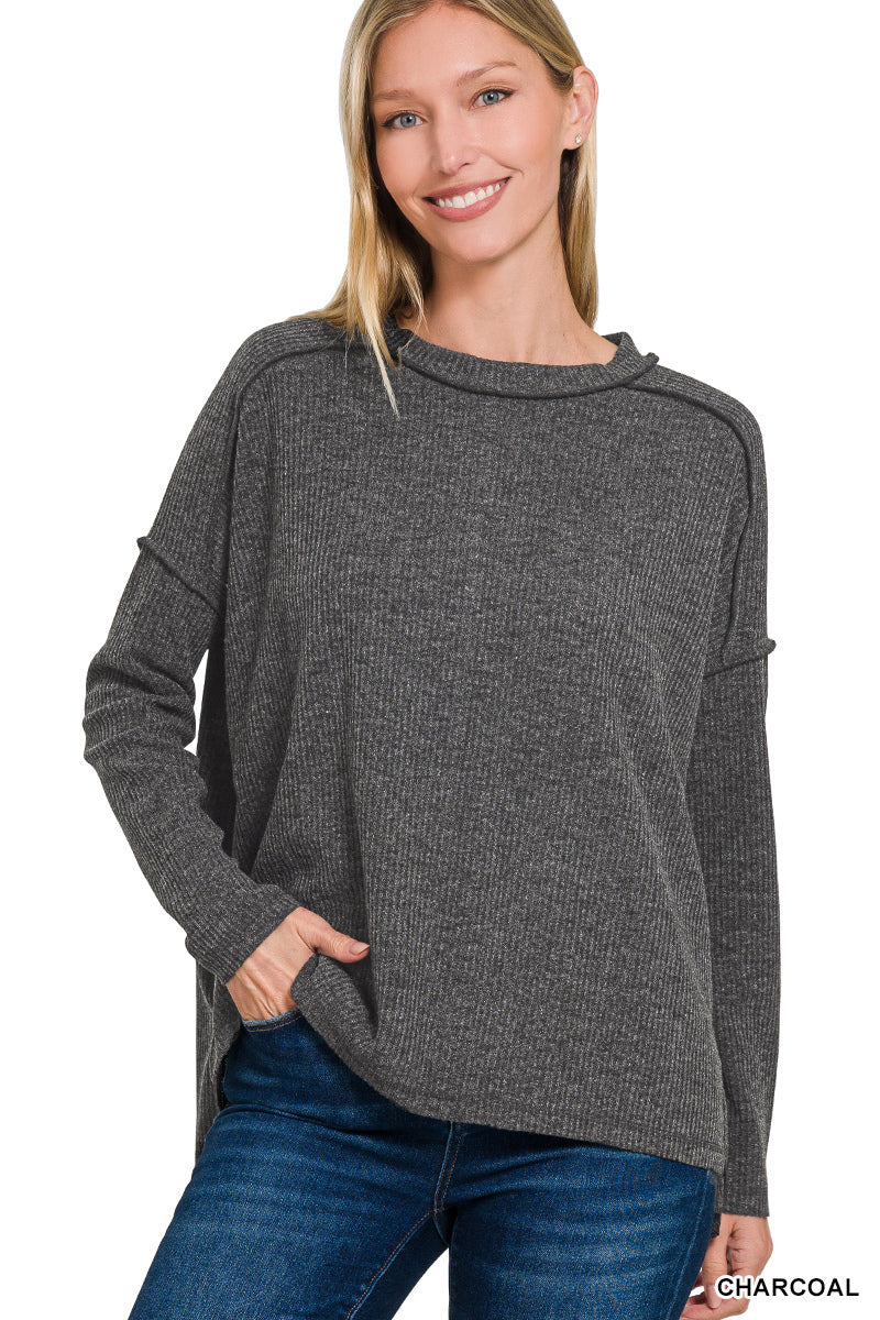 Ribbed Exposed Seam Top