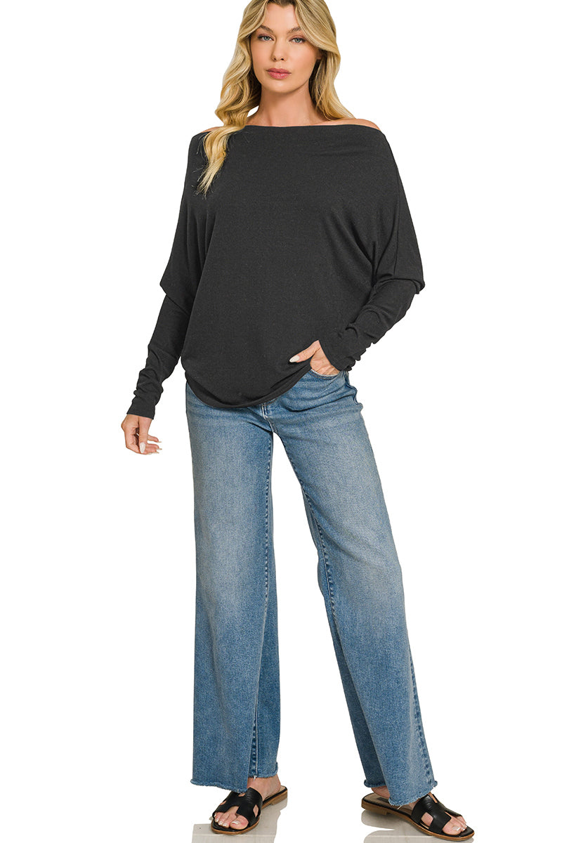 Dolman Sleeve Boatneck Top
