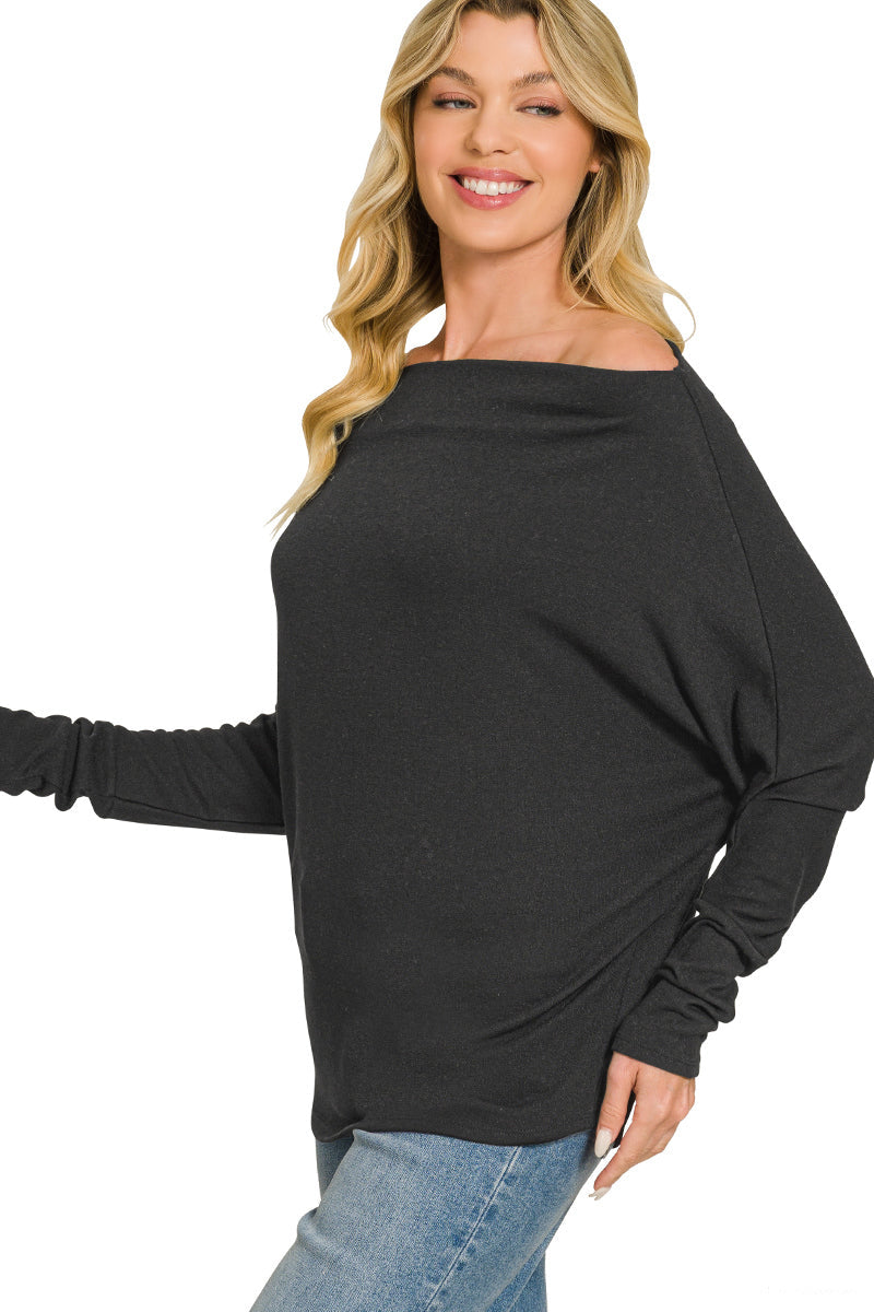 Dolman Sleeve Boatneck Top